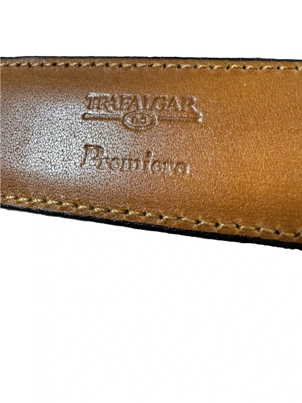 Trafalgar Premiere Java Lizard Leather Belt Mens 34 Black Gold Buckle Handmade
